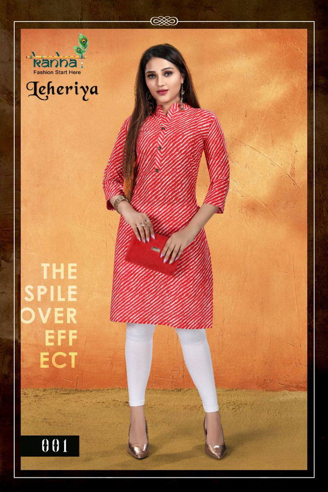 Kanha Leheriya Pure Cotton Printed Regular Wear Kurti Collection